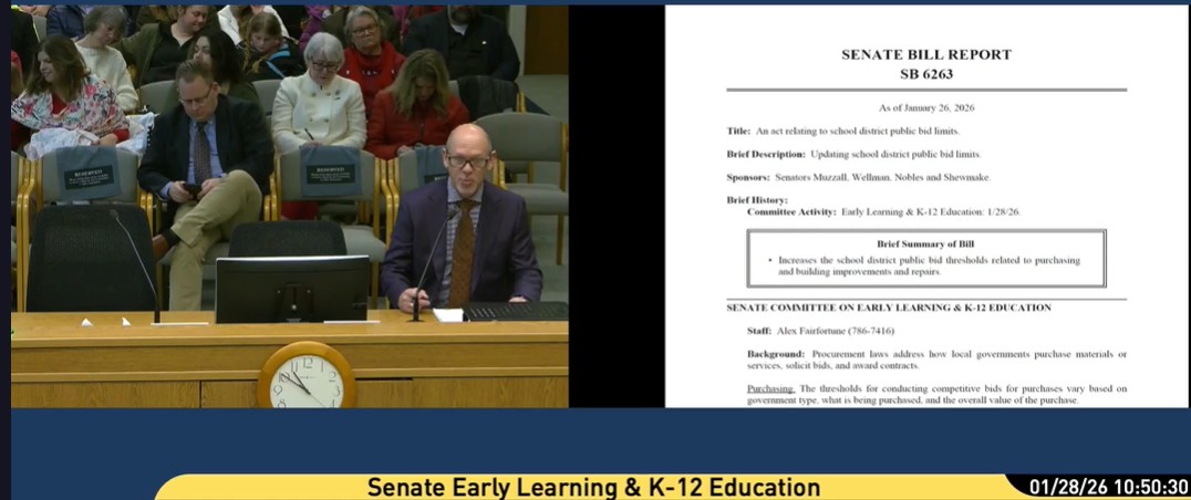 Rick Chisa testifies in favor of SB 6263 to increase public works bid limits to preserve bargaining unit work